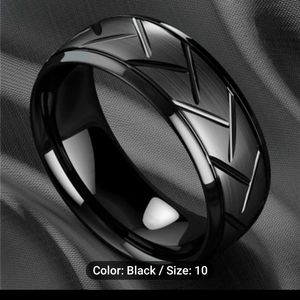 NWOT Men's 8mm Black Titanium Steel band